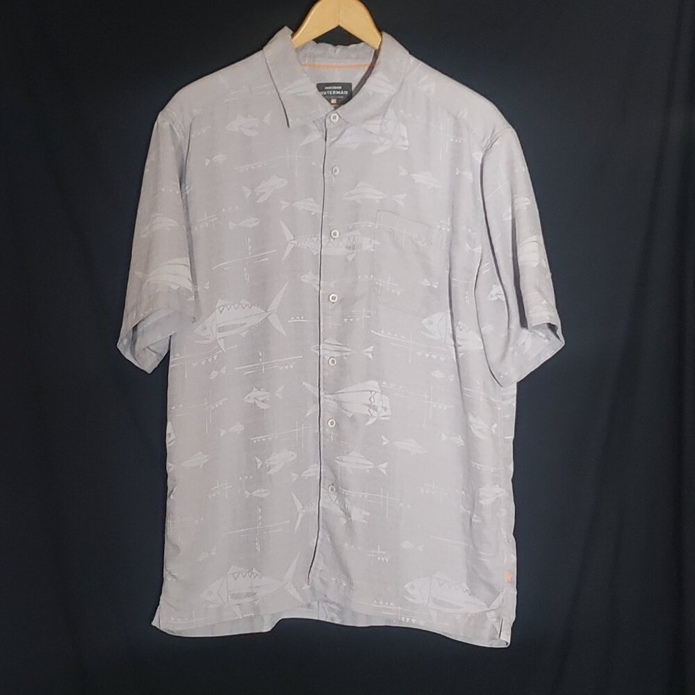 Quiksilver Waterman Collection Fish Design SS BF Shirt - Gray - Sz L*